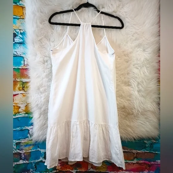 Old Navy White Red and Navy Blue Spaghetti Strap Linen Dress Size S - Picture 6 of 9